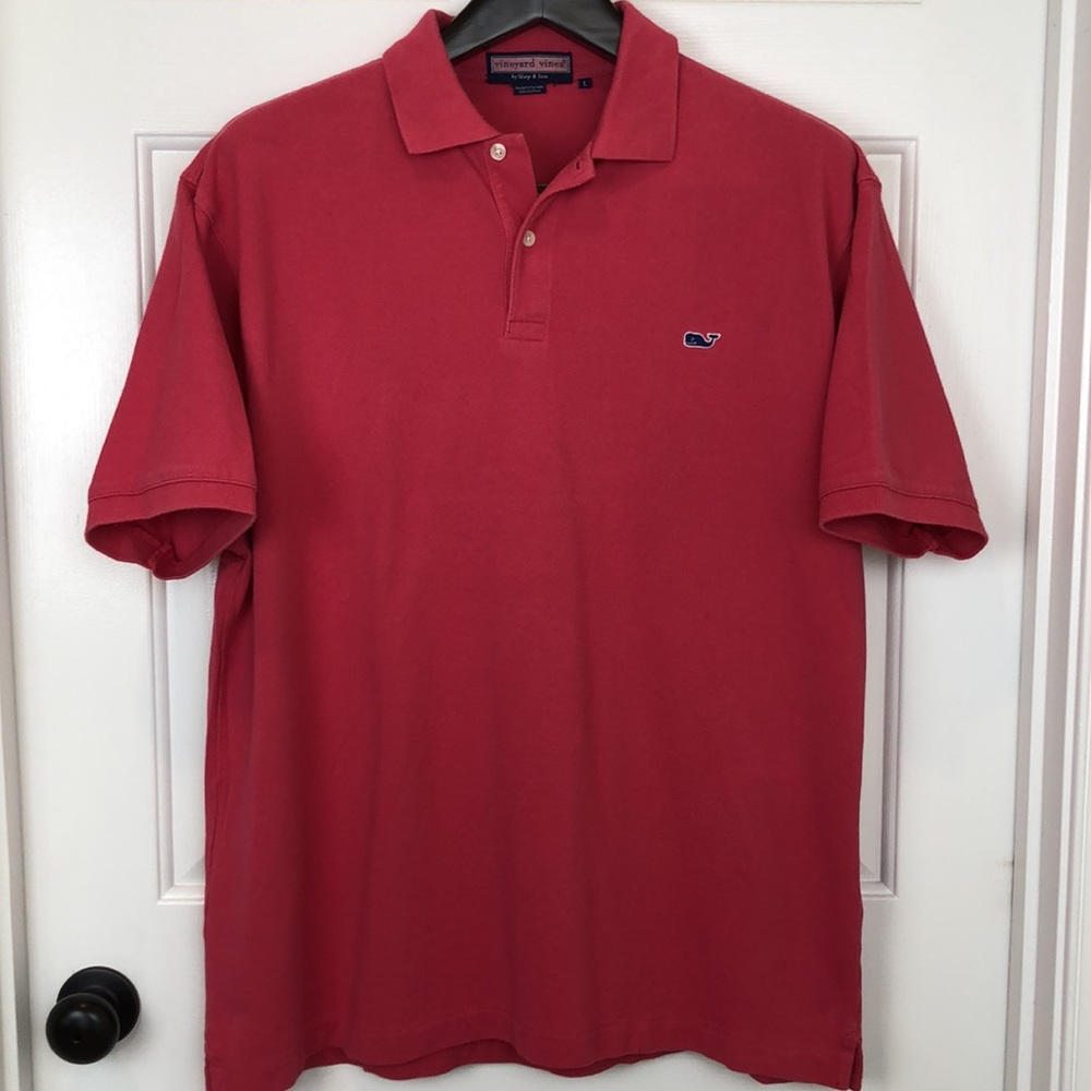 Vineyard Vines Men's Short Sleeve Polo Shirt Size Large Salmon Pink Color